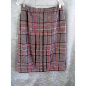 Vintage Roth-Le Cover Skirt Size 14 NOS Gray Wool Blend Plaid Pleated Lined